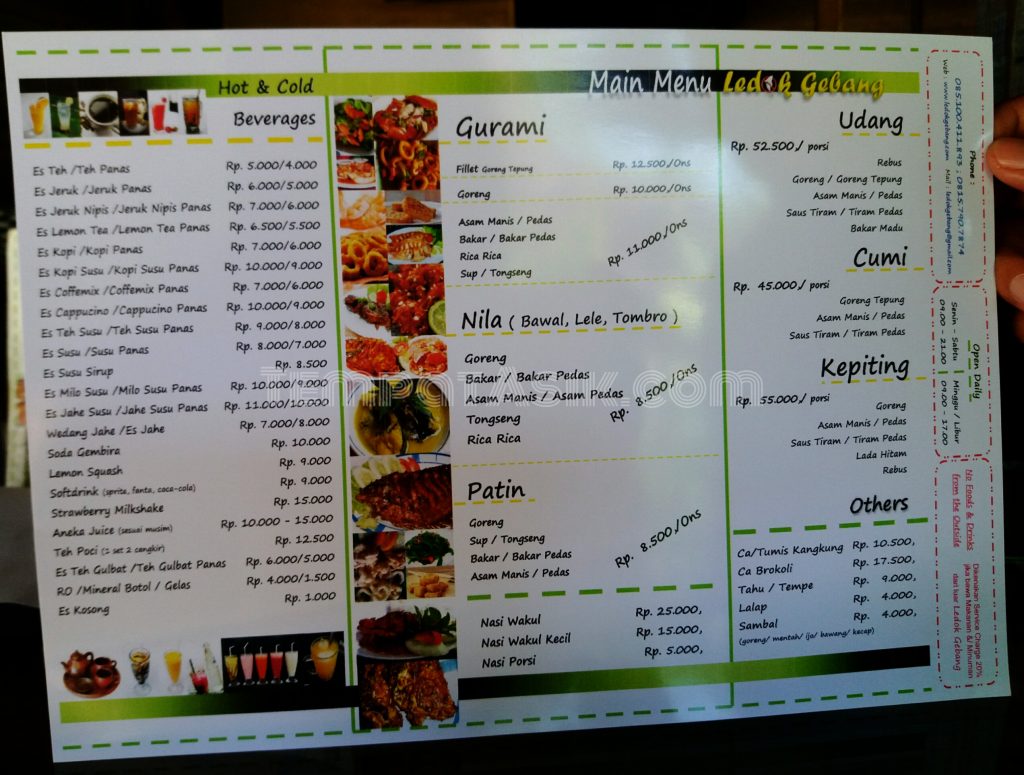 Daftar harga menu di Ledok Gebang